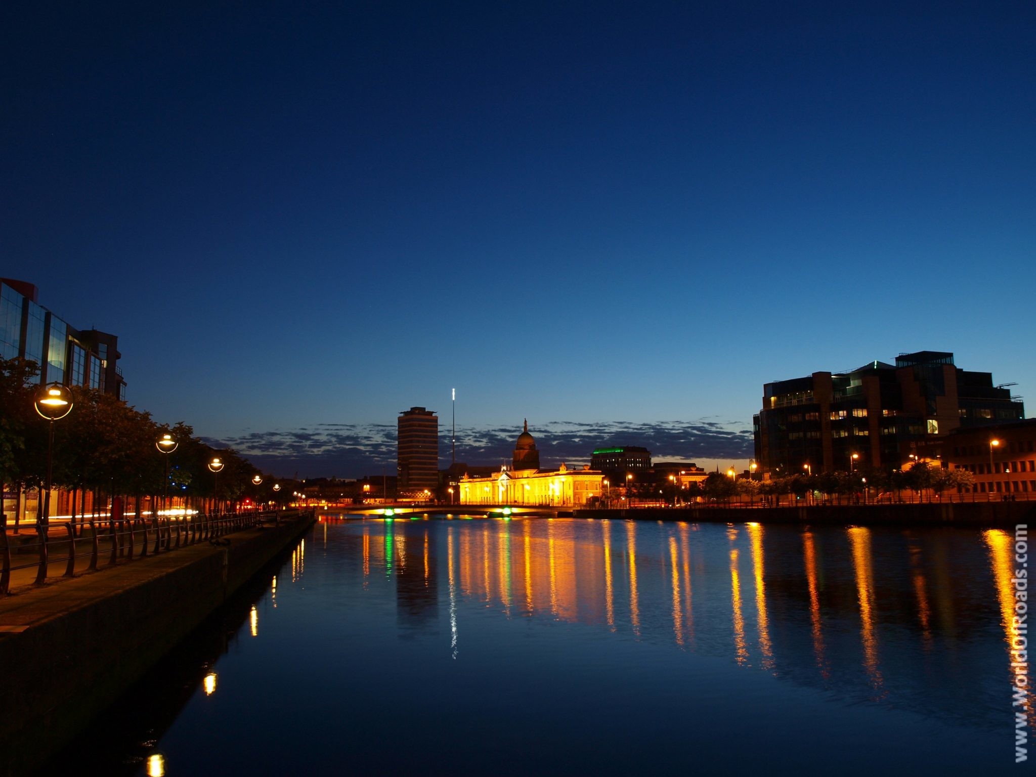 Dublin in the evening. Lights. Ireland.